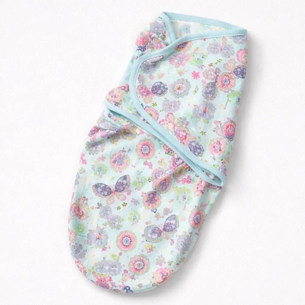 Swaddle me mint green with flower and butterfly print cotton swaddle Size small
